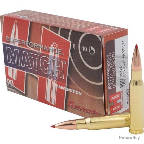 Balles Hornady Superformance Match 308 Win. 168GR ELD