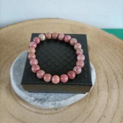 Bracelet en pierre naturelle kunzite  perles 8 mm avec écrin Réf : N100