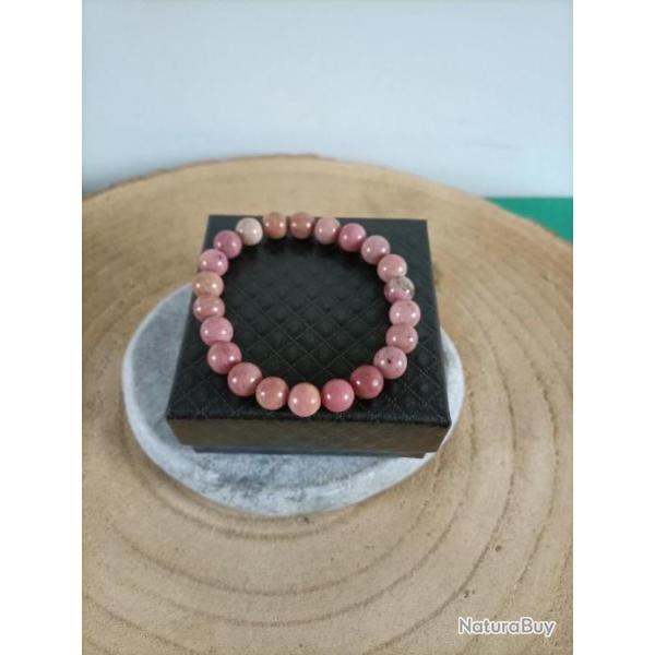 Bracelet en pierre naturelle kunzite  perles 8 mm avec crin Rf : N100