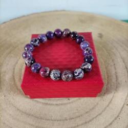 Bracelet en pierre naturelle Jaspe impérial perles 10 mm avec écrin Réf : N3
