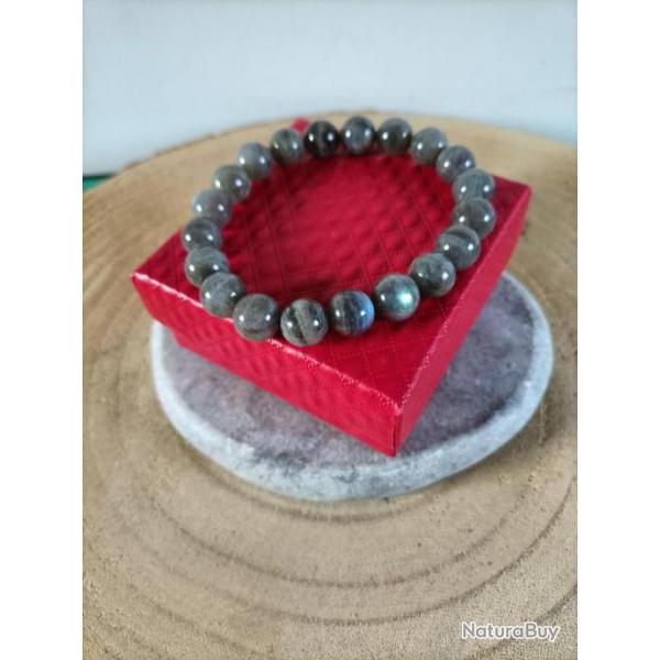 Bracelet en pierre naturelle Labradorite qualit A perles 10 mm avec crin Rf : N16