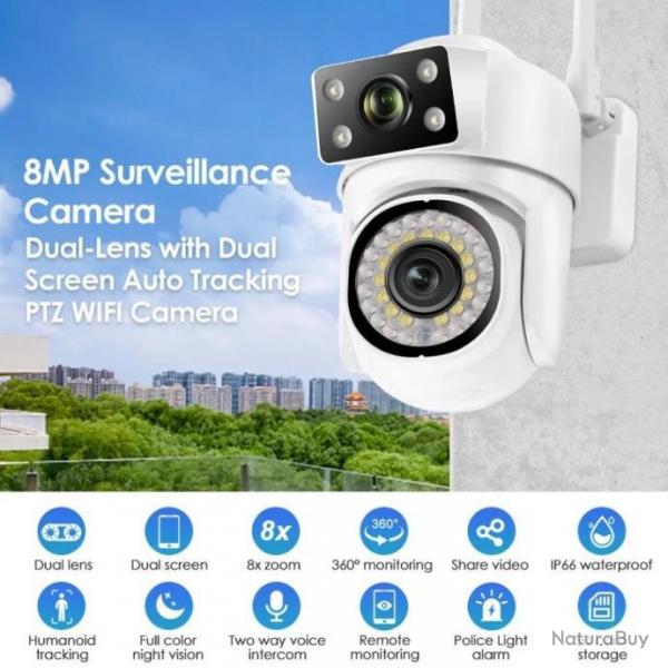 camera wifi interieur sans fil Iptv camera exterieur  espion invisible avec sirne 8 mp b