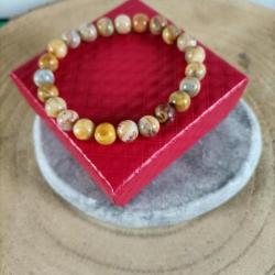 Bracelet en pierre naturelle Agate Crazy Lace perles 8 mm Réf : N23