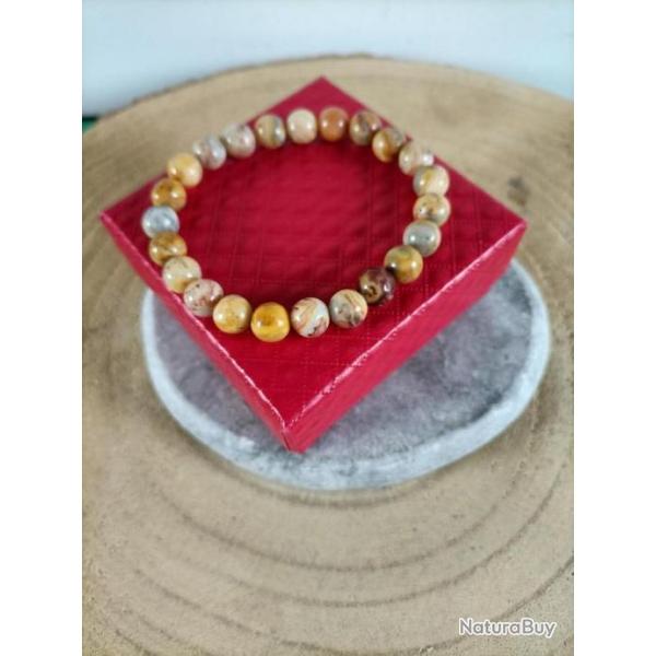 Bracelet en pierre naturelle Agate Crazy Lace perles 8 mm Rf : N23