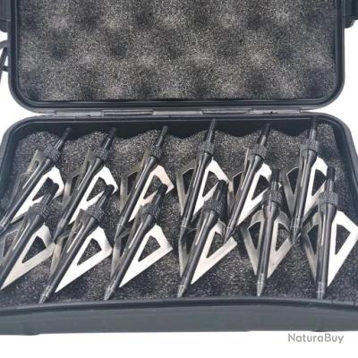 WEREWOLVES Broadheads 4 Lames 100 Grains – 3 Pack Pointes De Flèche Acier Inox Or – Pour Arc Composé & Arbalète Chasse Précise