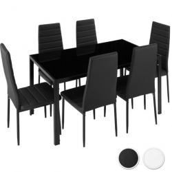 ACTI-Ensemble table chaises de salle à manger-Cuisine BRUXELLES noir/noir (table+6chaises) table381