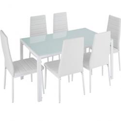 ACTI-Ensemble table chaises de salle à manger-Cuisine BRUXELLES blanc (table+6chaises) table382
