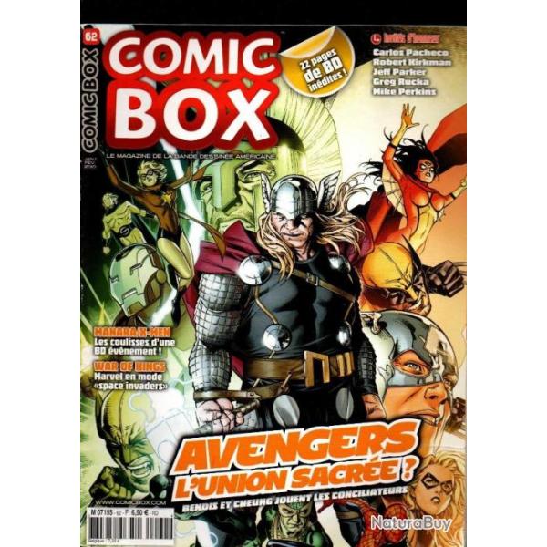 comic box 62  le magazine de la bande dessine amricaine  ,avengers, marvel, jeff parker
