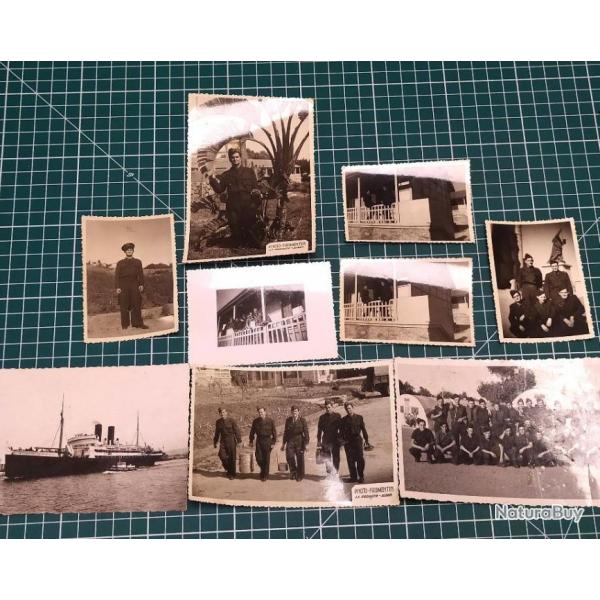 LOT DE 8 PHOTOS AVIATION GUERRE D'ALGERIE PLUS  CARTE NAVIRE "GOUVERNEUR GENERAL CHANZY" 1949