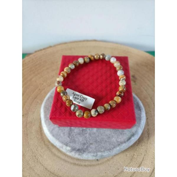 Bracelet en pierre naturelle Agate Crazy Lace perles 6 mm Rf : N74