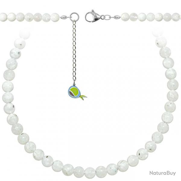 Collier en pierre de lune blanche - Perles rondes 8 mm - 38 cm