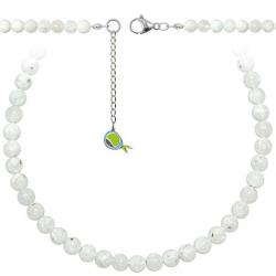 Collier en pierre de lune blanche - Perles rondes 8 mm - 43 cm