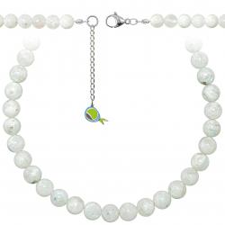 Collier en pierre de lune blanche - Perles rondes 10 mm - 90 cm