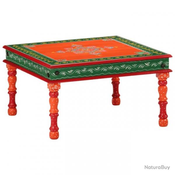 Table basse orange bois de manguier massif peint  la main