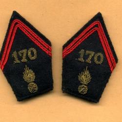 Ecussons de col du 170° RI  -  170° Régiment d'Infanterie