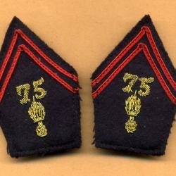 Ecussons de col du 75° RI  -  75° Régiment d'Infanterie