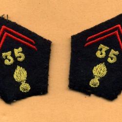 Ecussons de col du 35° RI  -  35° Régiment d'Infanterie