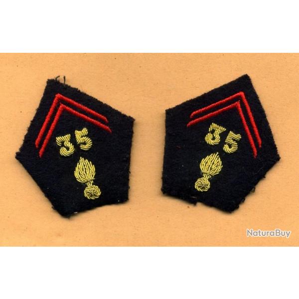 Ecussons de col du 35 RI  -  35 Rgiment d'Infanterie