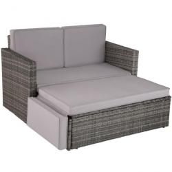Canapé de jardin Lounge en rotin FUTE gris chaise884