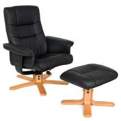 ACTI-Fauteuil relax avec pied en croix noir/beige chaise058