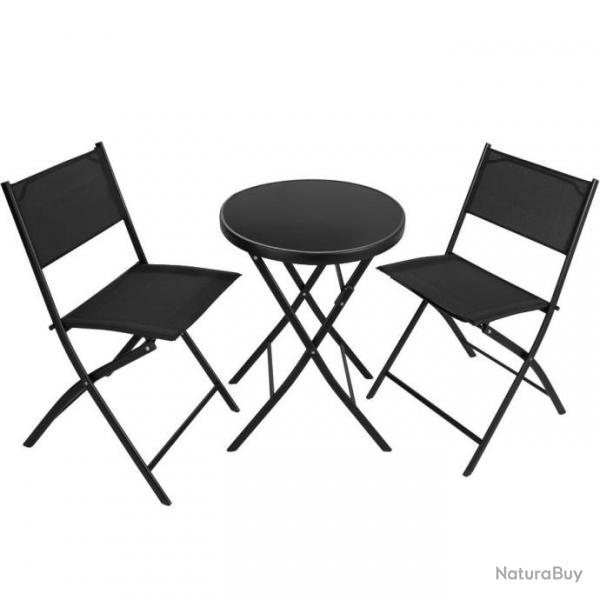 ACTI-Ensemble table et chaises de jardin bistrot NANCY noir table936