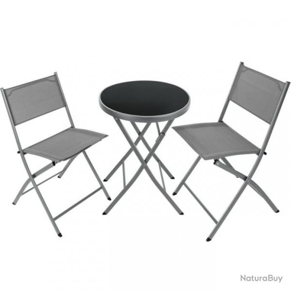 ACTI-Ensemble table et chaises de jardin bistrot NANCY gris table588