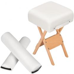 ACTI-Ensemble Tabouret pour table de massage avec 2 Coussins de massage blanc table429
