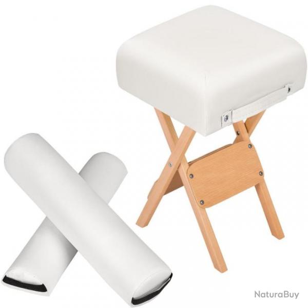 ACTI-Ensemble Tabouret pour table de massage avec 2 Coussins de massage blanc table429