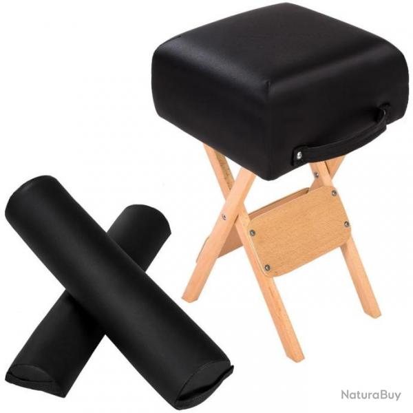 ACTI-Ensemble Tabouret pour table de massage avec 2 Coussins de massage noir table431