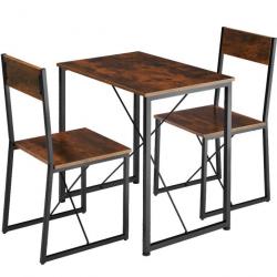 ACTI-Ensemble chaises de salle à manger MARGOT Bois foncé industriel, rustique table352