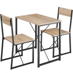 ACTI-Ensemble chaises de salle à manger MARGOT  Bois clair industriel, Chêne table353