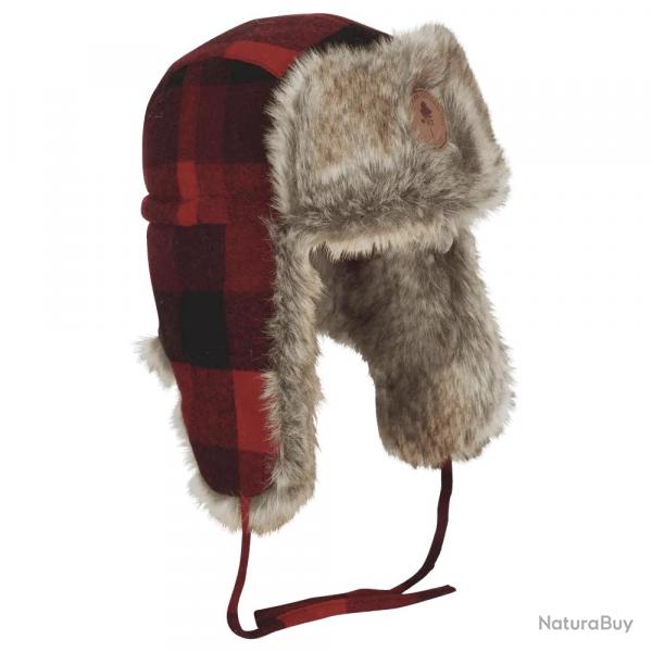 Bonnet Chapka Fourrure  Carreaux Rouge et Noir Classique Pinewood  - XLXXL
