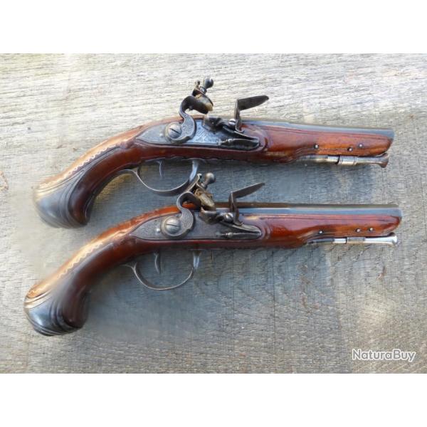 paire pistolets silex par BOURLIER le cadet vers  1760