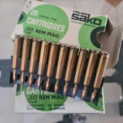 Boîtes munitions 222 remington magnum sako
