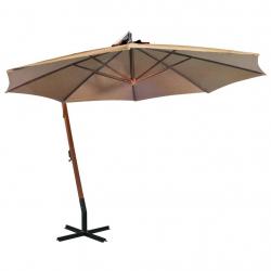 Parasol suspendu avec mât taupe 3,5 x 2,9 m bois de sapin massif 02_0008719