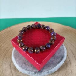 Bracelet Jaspe Impérial perles 10 mm avec écrin  Réf : N149
