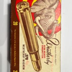 1 balle de carabine Safari, calibre 378 Weatherby  magnum