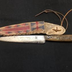 ancien couteau de chasse indien etui en peau
