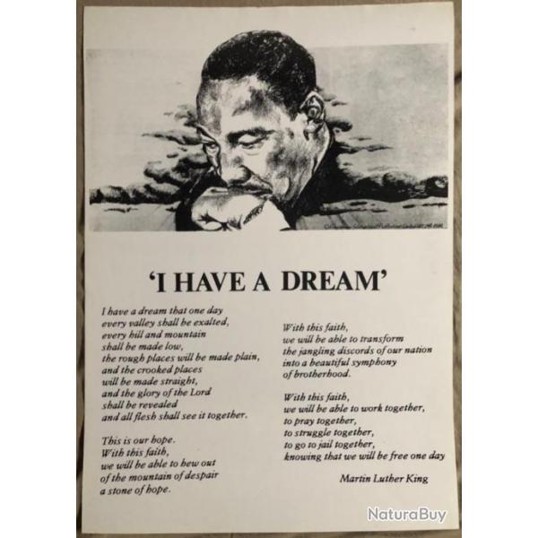 Affiche, poster, I HAVE A DREAM discours de marlin Luther King  43 x 61 cm