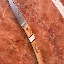 Couteau de poche LE THIERS  manche Bouleau Finlandais insert dent Phacochère