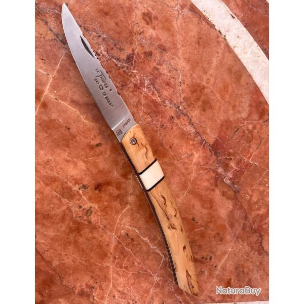Couteau de poche LE THIERS  manche Bouleau Finlandais insert dent Phacochre