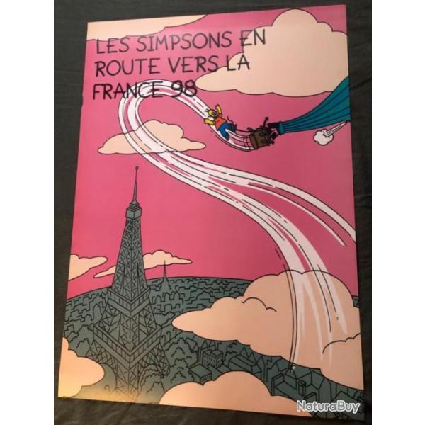 Affiche, poster, "les simpsons en route vers la France 98"  43 x 61 cm