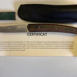 Couteau Thiers par Locau manche cuir (courroie de la Tour Eiffel) avec certificat