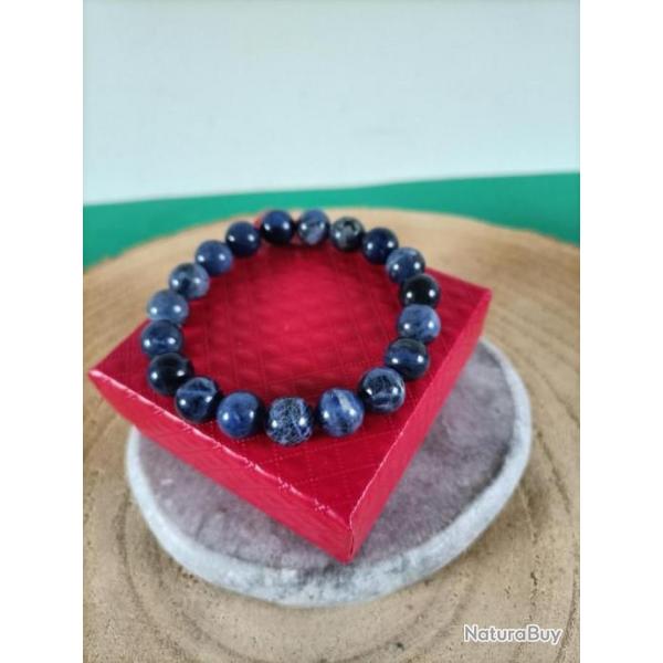 Bracelet perles 10 mm pierres naturelles Soladite  avec crin  Rf : N166