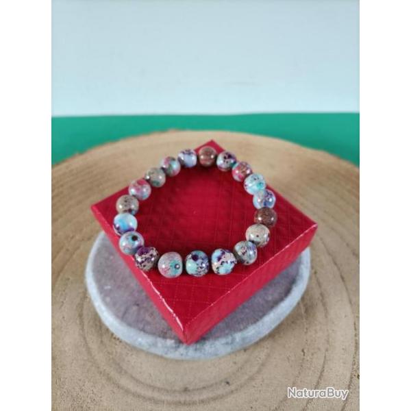 Bracelet Jaspe Imprial perles 10 mm avec crin  Rf : N156