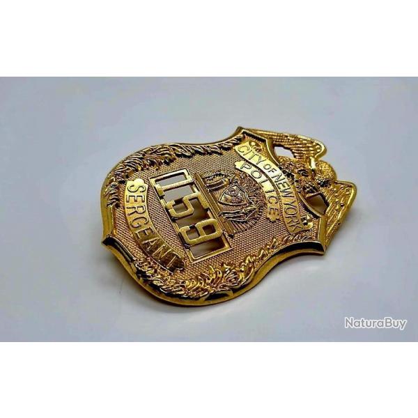 [INSIGNE NYPD SERGEANT NYPD [New York Police Department]EN METAL COPIE EXACTE.MADE IN USA!