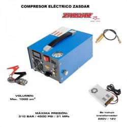 Compresseur électrique ZASDAR 12v/220v pour PCP 300 Bar. 1000cc. (4500PSI/30MPH)