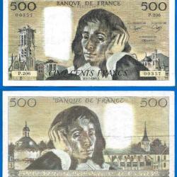 France 500 Francs 1984 Serie P Grand Billet Pascal Franc