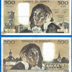 France 500 Francs 1984 Serie E Grand Billet Pascal Franc