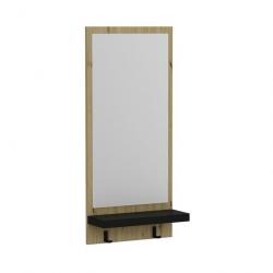 Portemanteau avec miroir et espace de stockage 90 x 45 x 16 cm effet bois artisanal / noir 03_00081